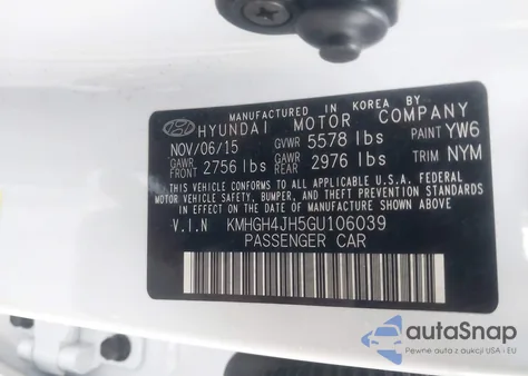 2016 Hyundai Equus Signature from USA, damaged, VIN KMHGH4JH5GU106039